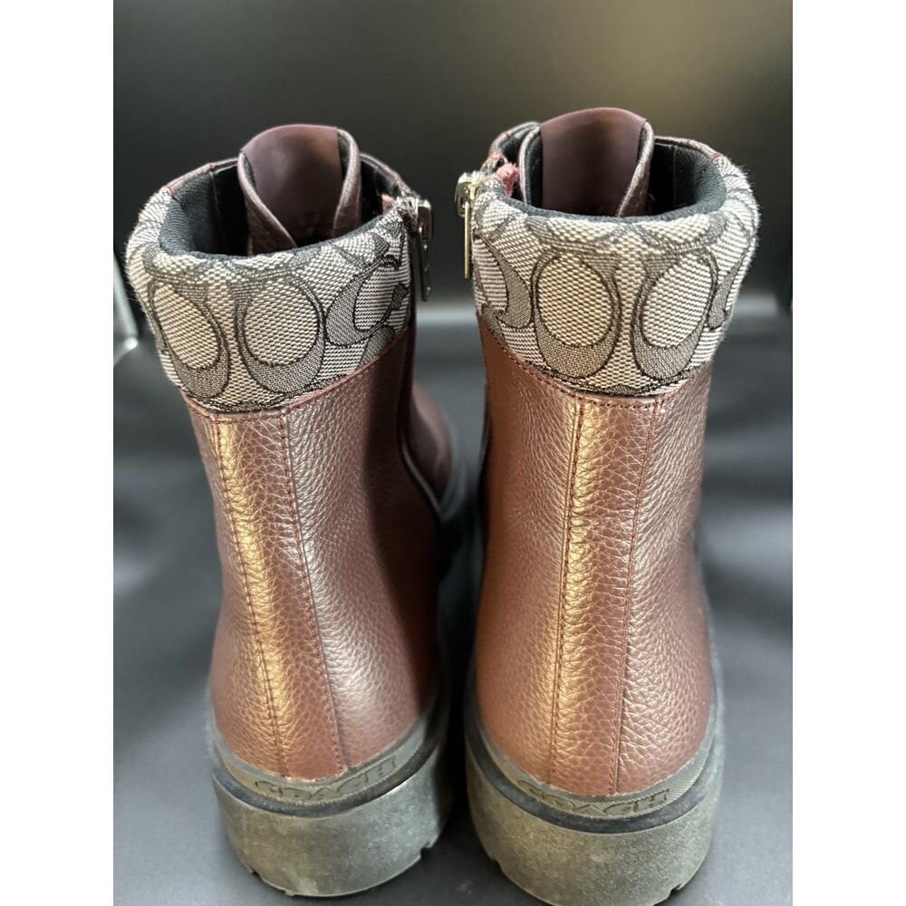 Coach New York Citysole Leather Boots Oxblood Men Size 13 Signature Rare - Picture 11 of 16